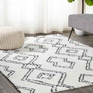 Deia Moroccan Style Diamond Shag Area Rug
